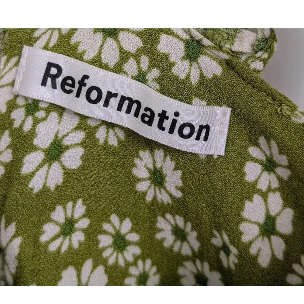 Reformation Pacey Green Floral Fennel Dress Size 8 - Picture 8 of 10